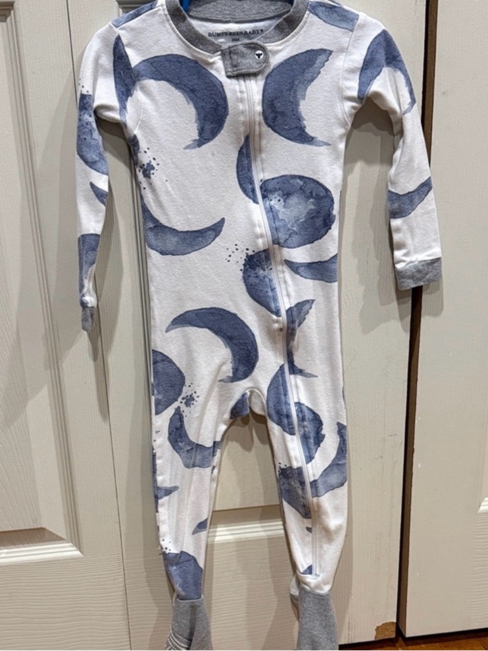Burt's Bees Baby Bundle of 4 Footie with Blue Moon, Stripes, Dino, & ABC Print